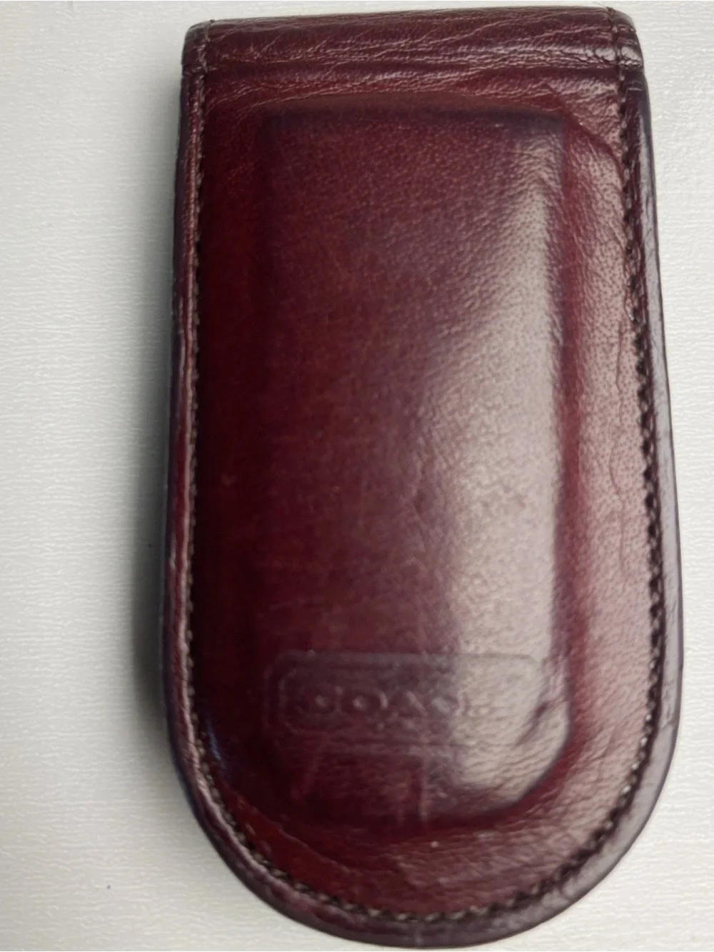 Coach Burgundy Leather Magnetic Money Clip